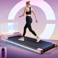 Folding Under Desk Walking Pad Treadmill with Adjustable Incline, 1-6 km/h Low Noise for Home & Office, LED Display, Magnetic Remote Control, Transport Wheels & Plug, Pink.