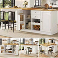 Extendable Sideboard & Dining Table Combo, 2 Drawers & Snack rack, Space-Saving Sideboard for Small Flats, White/Black