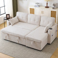 3-in-1 Convertible Sofa Bed with Internal Storage Chaise, L Shaped Sleeper Sofa Couches with Cup Holders, Pillows and Storage Pocket. Pullout Sectional Daybed for Living Room/Bedroom/Office, Beige