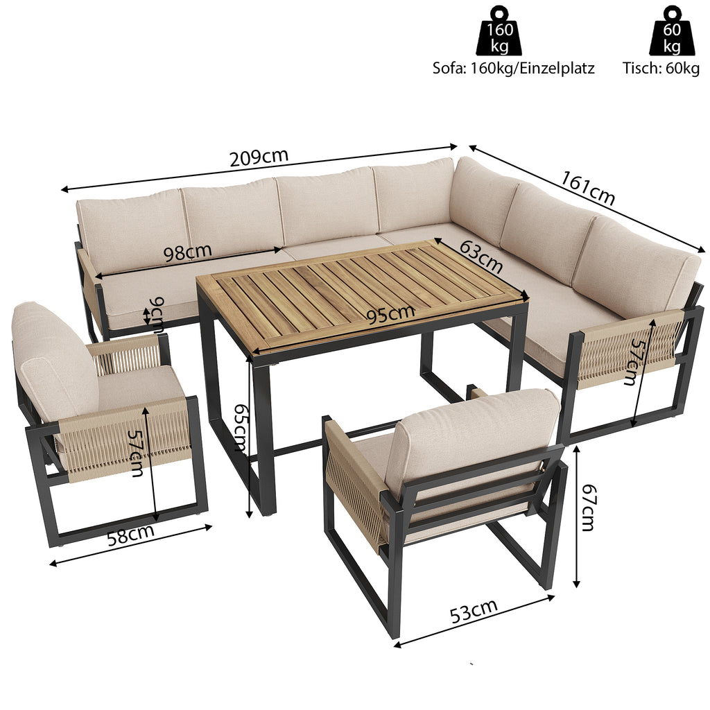 Garden dining set for 7-8 people, garden lounge set, garden furniture set for garden, balcony, terrace, weatherproof dining set, modern garden furniture set