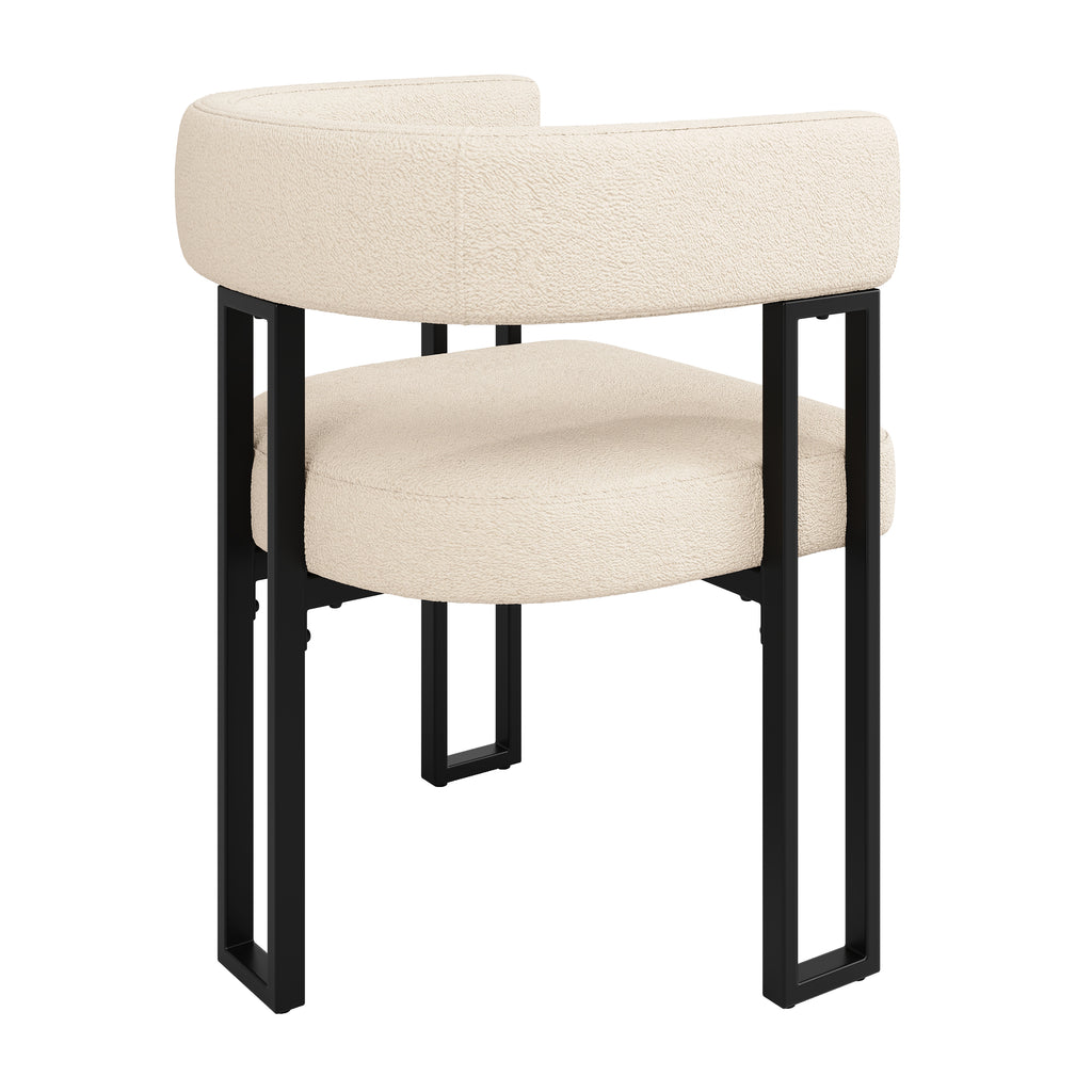 High-quality fabric (4-piece set) dining chairs, dressing chairs, ergonomic chairs, lightweight luxury chairs with curved backrest, beige