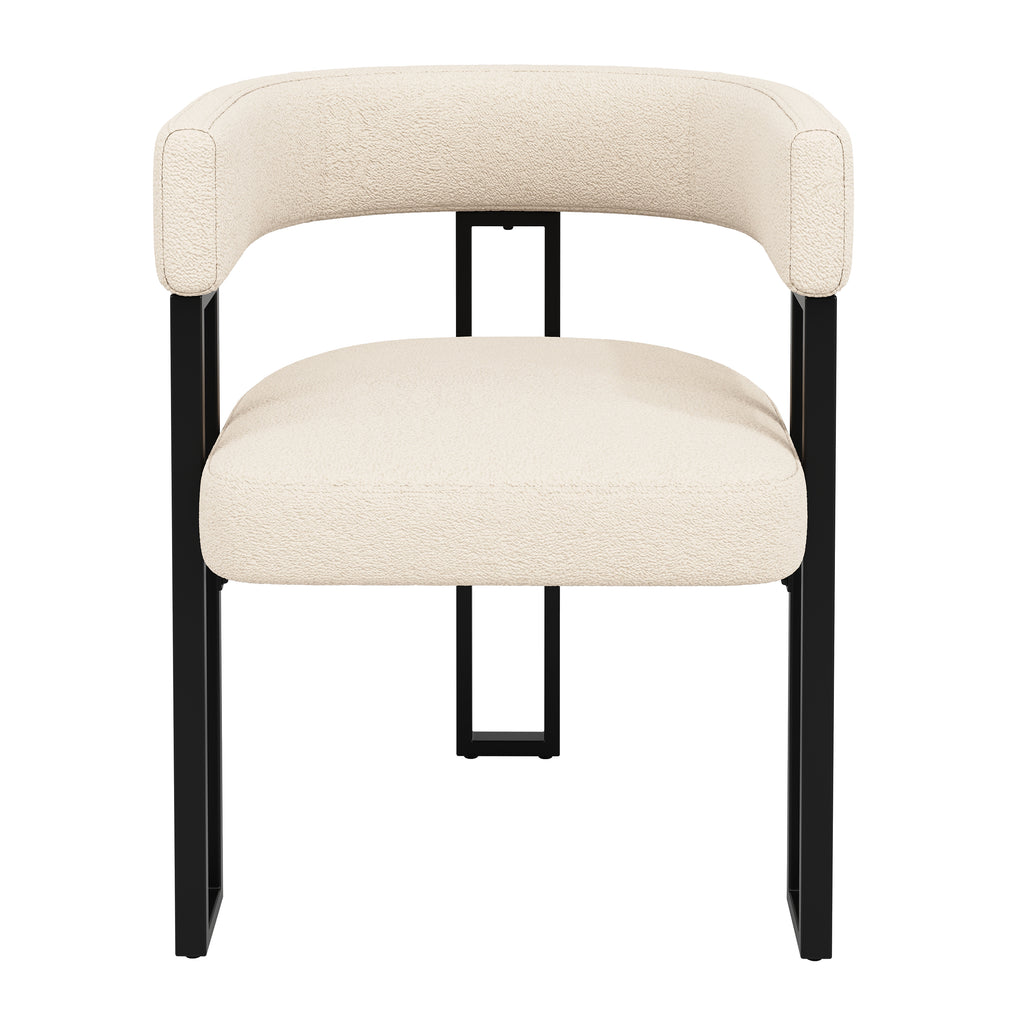 High-quality fabric (4-piece set) dining chairs, dressing chairs, ergonomic chairs, lightweight luxury chairs with curved backrest, beige