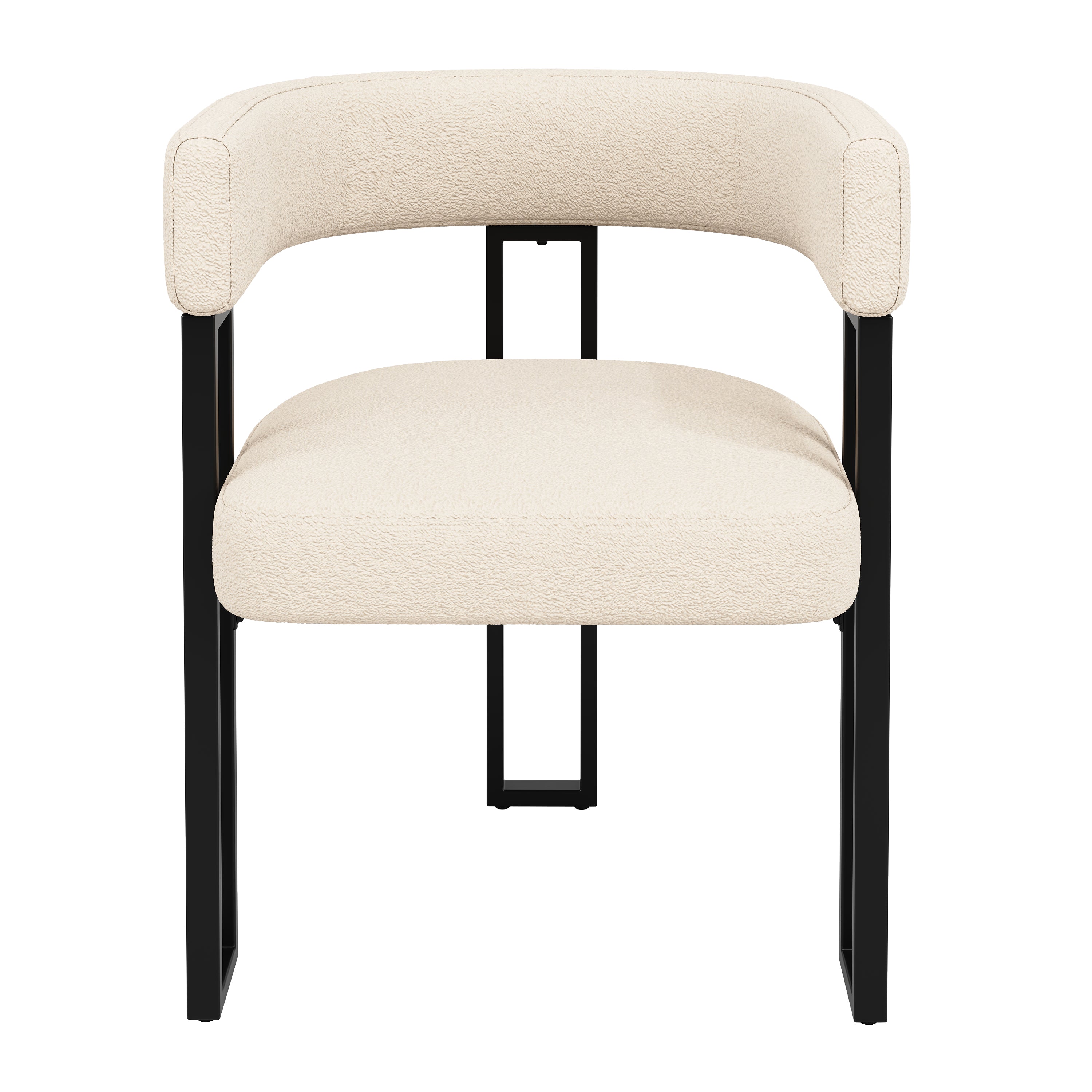 High-quality fabric (4-piece set) dining chairs, dressing chairs, ergonomic chairs, lightweight luxury chairs with curved backrest, beige