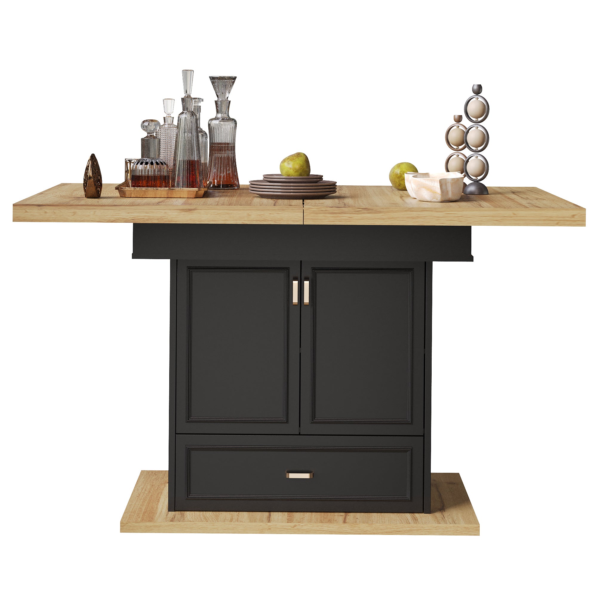Extendable dining table - 110-140 cm wooden table for kitchen & dining room - 6-person dining table - Dimensions: 110 x 80 x 75 cm - For terrace and living room
