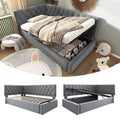 Daybed Upholstered Bed with Storage, 3FT Single Sofa Bed 90 x 190 cm, Ottoman Bed with Hydraulic Storage, Metal Slatted Bed Frame, Velvet, Grey (No Mattress)