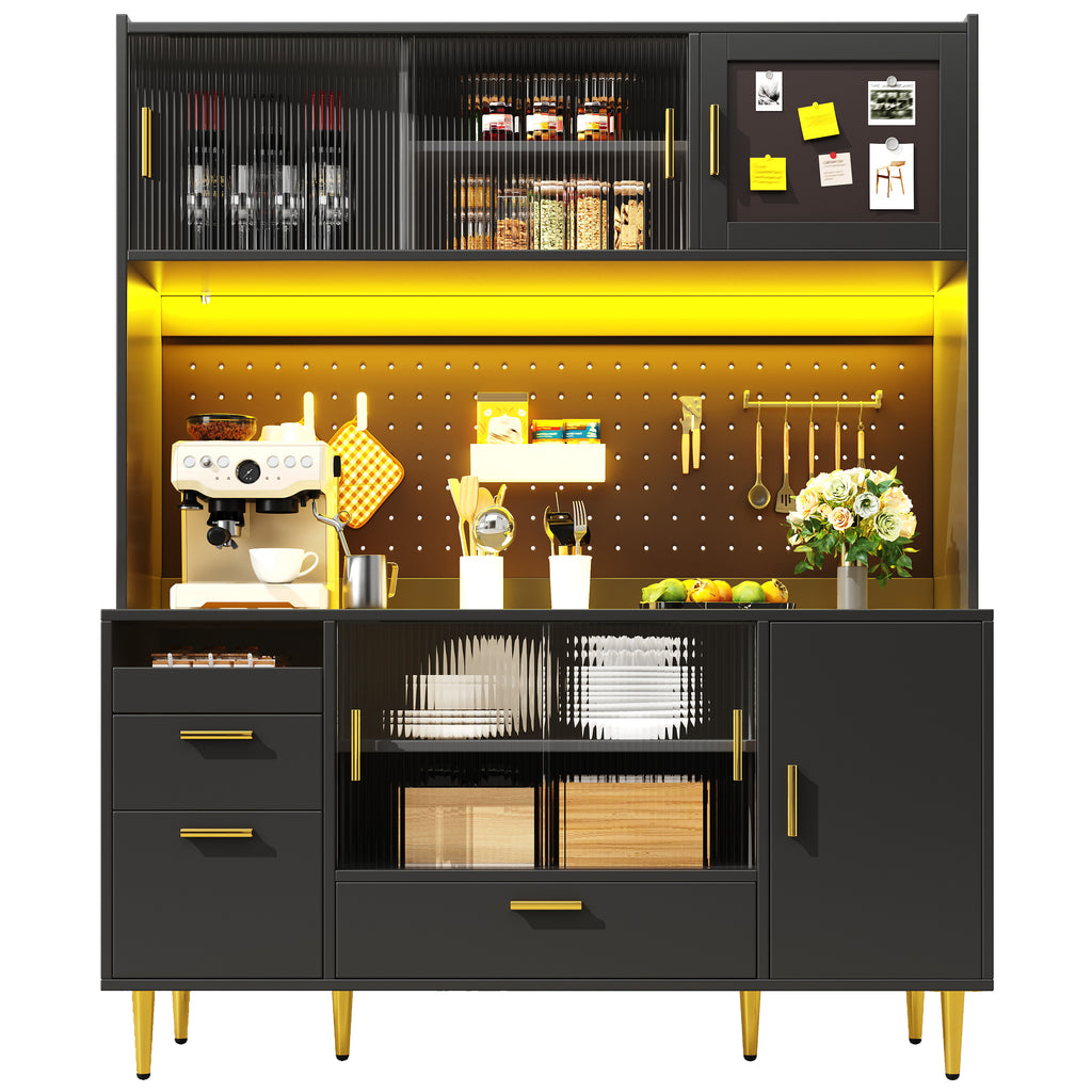 Tall cabinets for the living room (140×40×180cm), kitchen cabinet, dining room cabinet, cabinets with LED lighting, magnetic door panels, tall cabinet with pegboard shelves, black