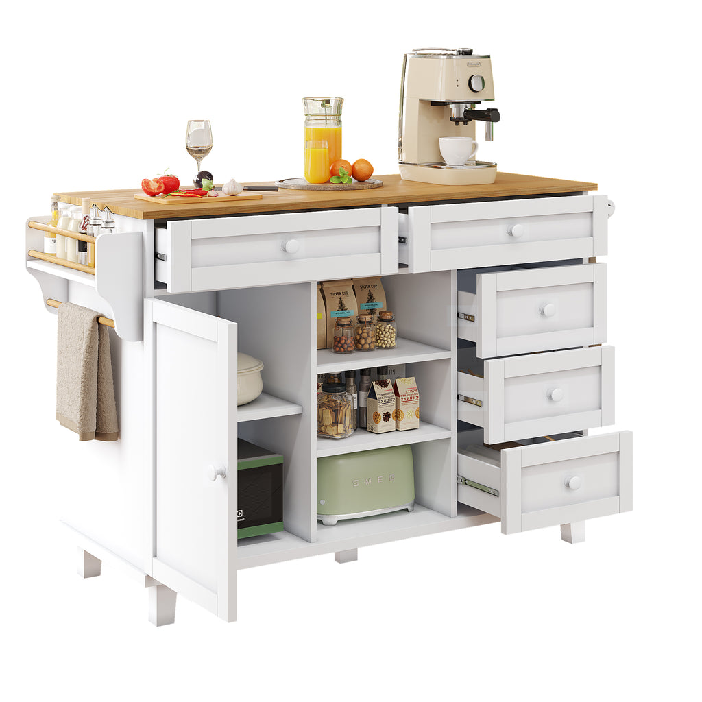 Dining trolley (134 x 46 x 92 cm), modern and simple white food trolley, combined drawer-storage cabinet design, mobile and fixed dual-use design, suitable for domestic and commercial kitchens, white