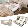 (=TT20148990B) Daybed Upholstered Bed 90 x 190 cm, 3FT Single Sofa Bed with Cup Holders, USB &Type C Charging Station, Pull out Trundle for Living Room and Bedroom, Linen, Beige  (No Mattress)