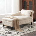 Velvet Chaise Lounge Sofa with Storage, Upholstered Chaise lounge Couch with Pillow for Living Room, Modern Nailhead-Trim & Button-tufted Lounge Chair, Bedroom and Office, Right Armrest