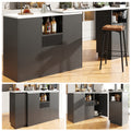360° swivelling bar table (main body 198.5 x 30 x 75 cm), modern and sleek design, with open storage space and marble worktop, suitable for kitchen, living room and dining room, black