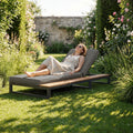 Outdoor Patio Daybed, Outdoor Lounger, Multifunctional Waterproof Sofa Bed, Sun Lounger for Patio, Adjustable Backrest Angle, Gray, right side