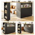 360° swivelling dining bar (main body 90 x 45 x 100 cm), black, modern, simple, multifunctional, swivelling sideboard with shelves and glass, suitable for kitchens and restaurants