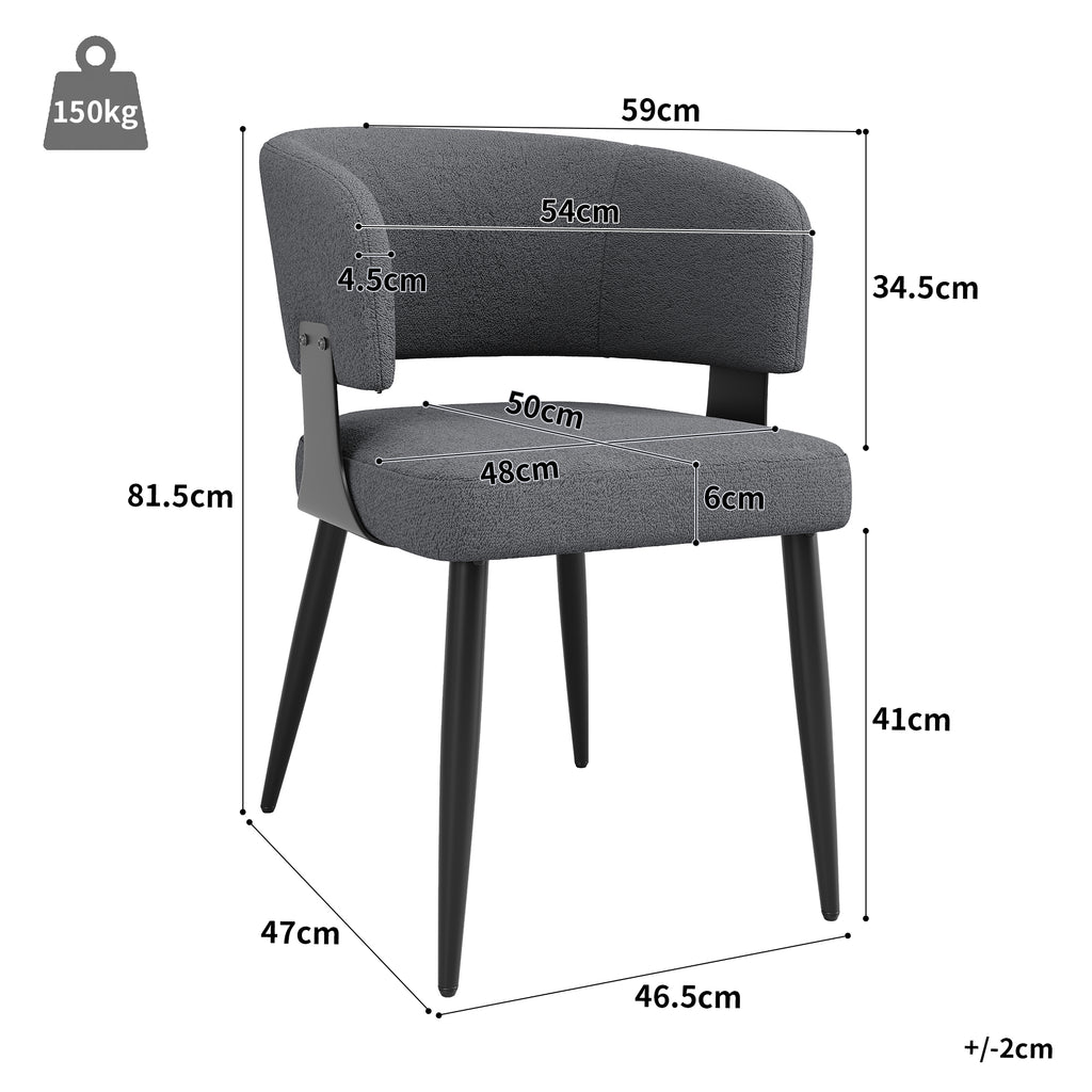 Modern Dining Chairs set of 4,Dining Room Chairs with Metal Legs – Upholstered Fabric Dining Room Chairs with Curved Backrest, Soft Cushion Seat, and Sturdy Metal Frame