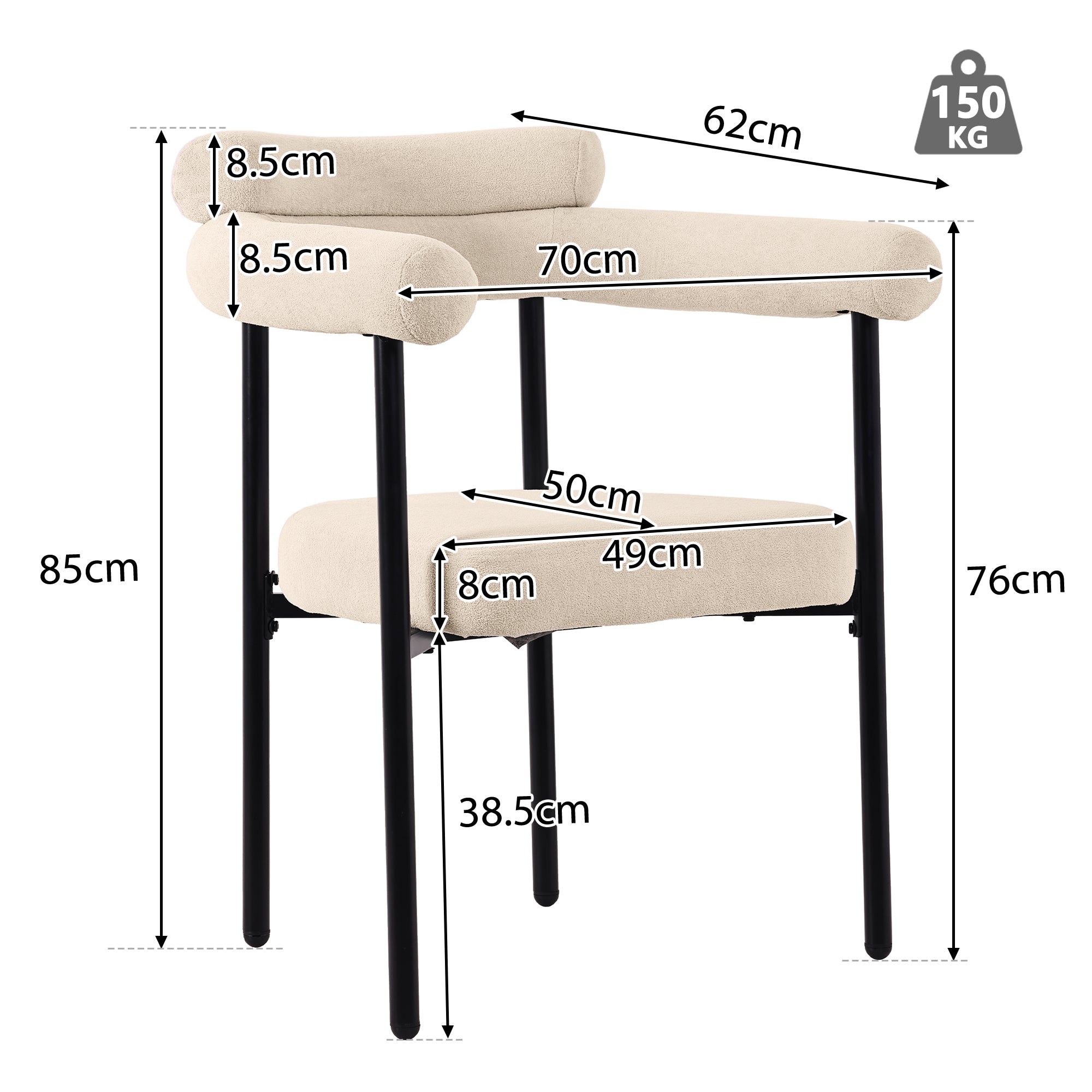 Modern Dining Chairs set of 4, Upholstered Velvet Armchairs,Comfortable Armrest Dining Chairs for Kitchen, Dining Room, Living Room, Multiple Colour Options