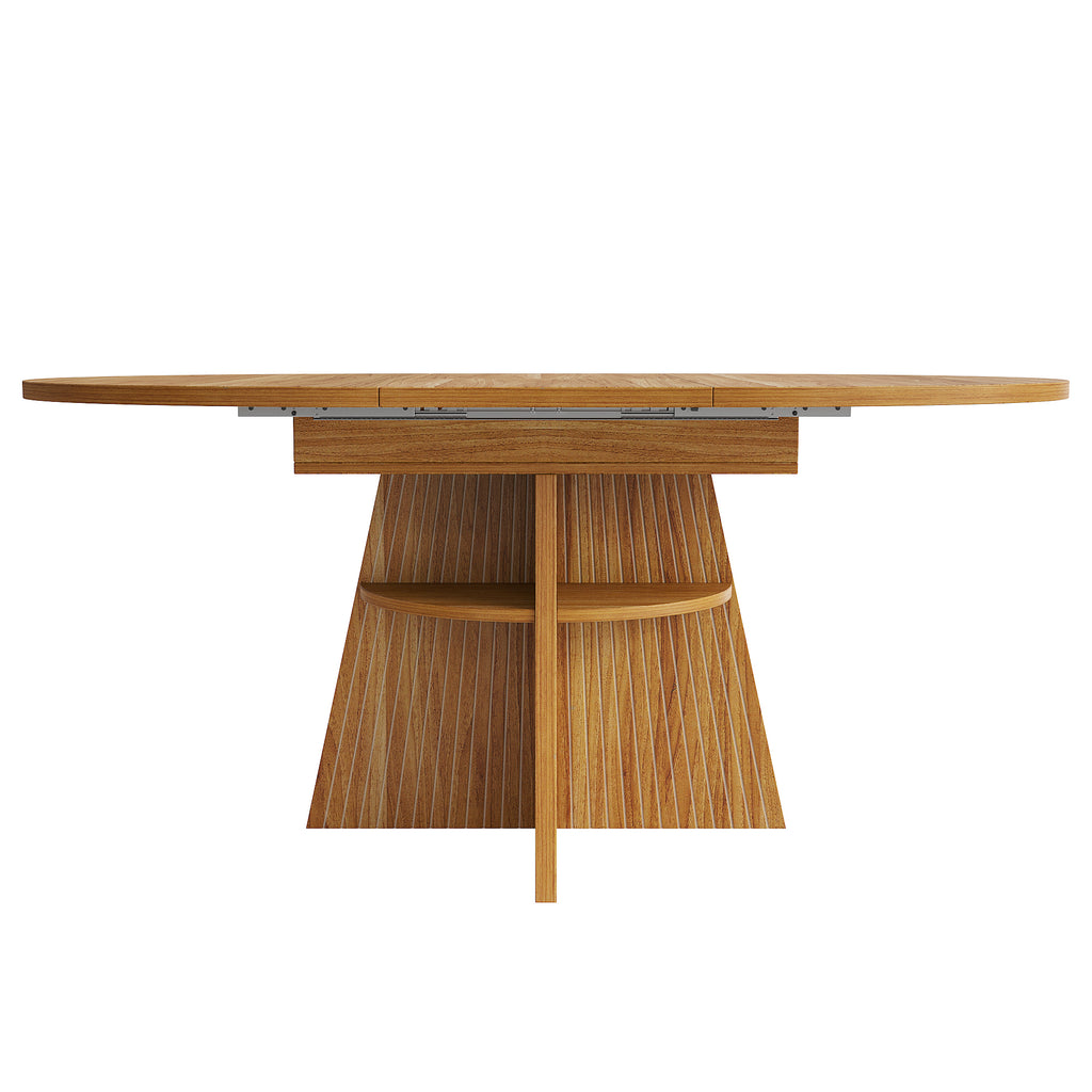 Extendable dining table, dining room table, kitchen table, balcony table, round dining table, extendable to oval, 110-150 cm, seats up to 8 people, dark brown