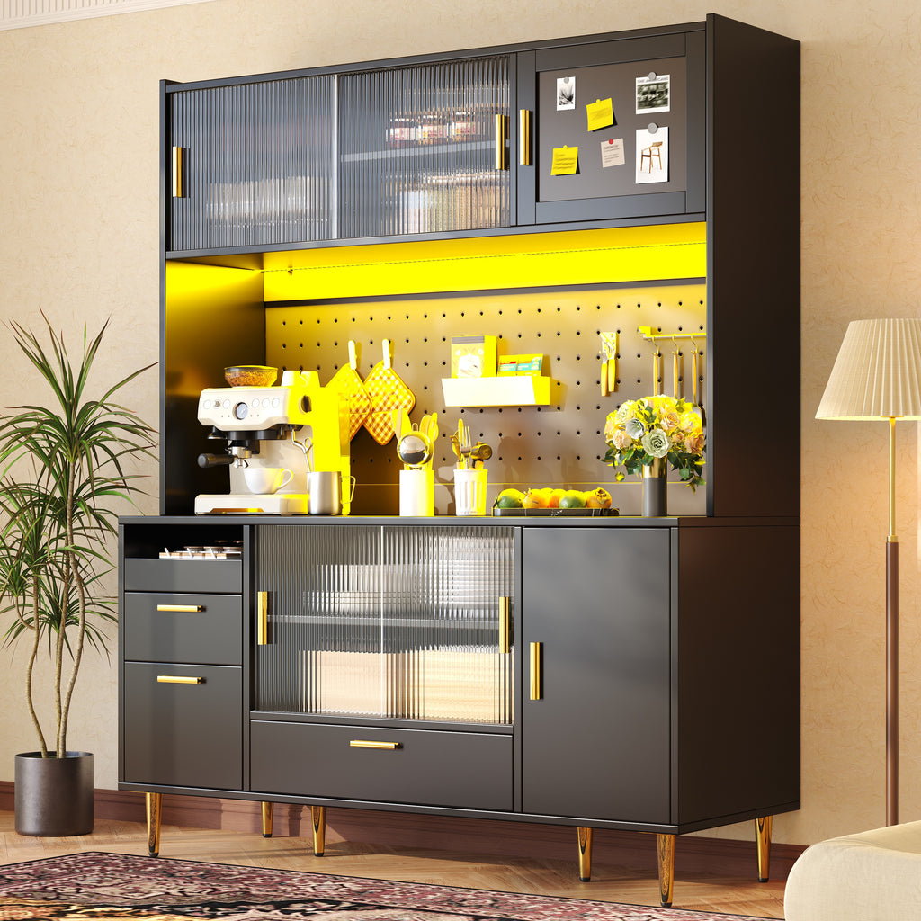 Tall cabinets for the living room (140×40×180cm), kitchen cabinet, dining room cabinet, cabinets with LED lighting, magnetic door panels, tall cabinet with pegboard shelves, black