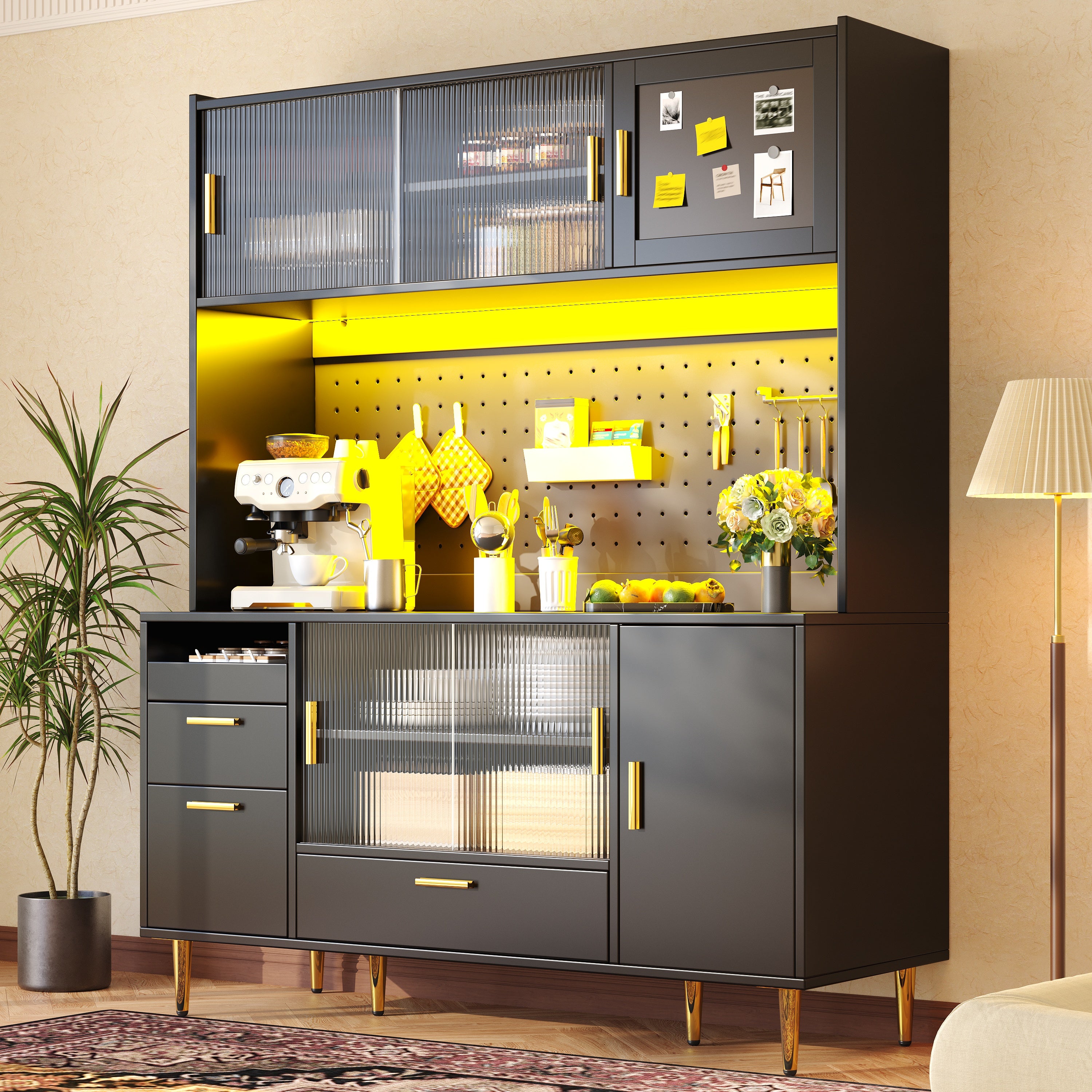 Tall cabinets for the living room (140×40×180cm), kitchen cabinet, dining room cabinet, cabinets with LED lighting, magnetic door panels, tall cabinet with pegboard shelves, black