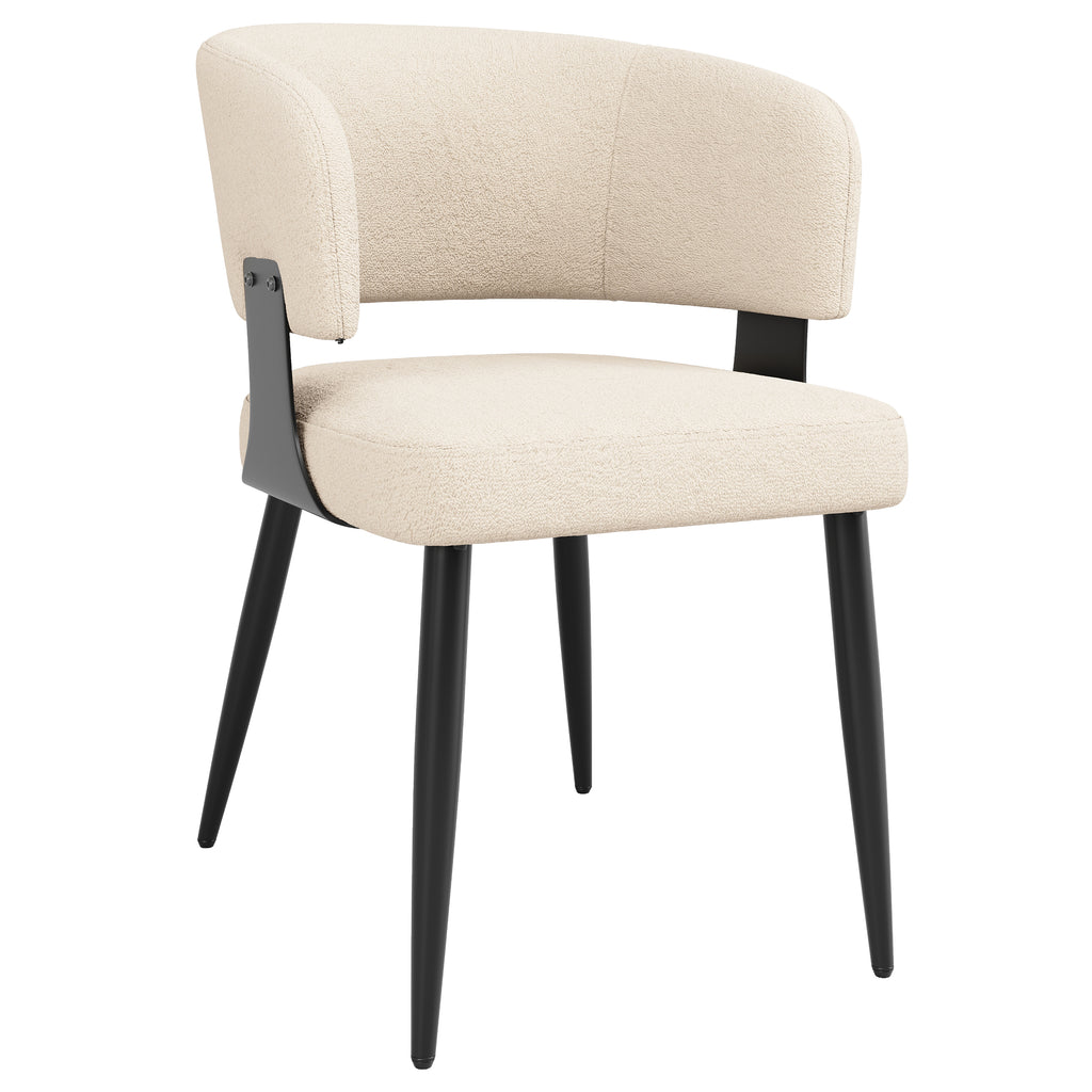 Modern Dining Chairs set of 6,Dining Room Chairs with Metal Legs – Upholstered Fabric Dining Room Chairs with Curved Backrest, Soft Cushion Seat, and Sturdy Metal Frame