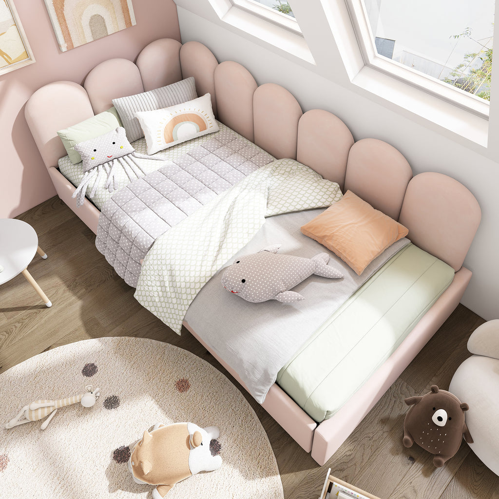 Upholstered Bed Daybed With Drawers Storage,3FT Single Sofa Bed 90X190cm, Sofa Bed For Adults and Children , Bed Frame With Slatted Frame, Velvet, Pink (No Mattress)