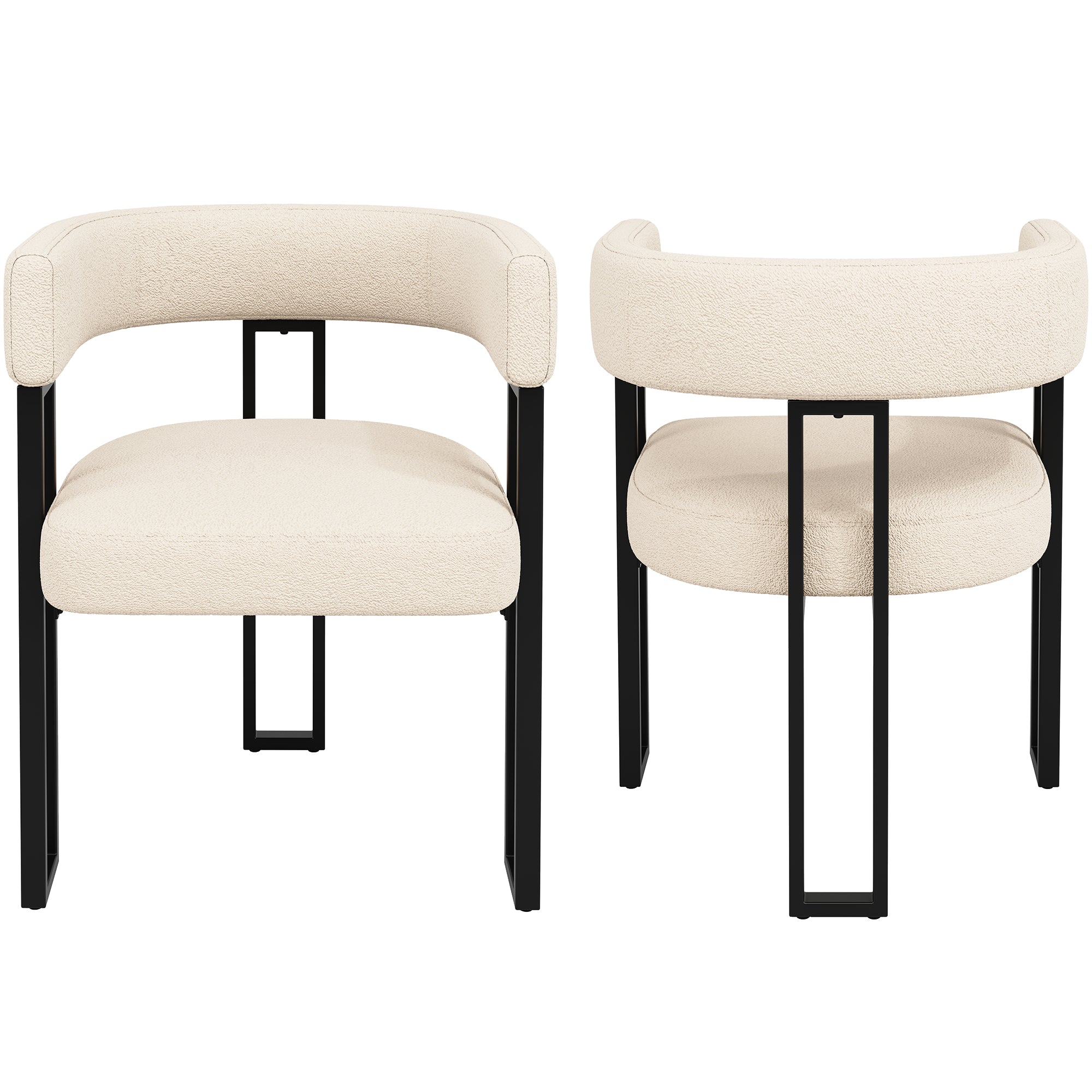 High-quality fabric (2-piece set) dining chairs, dressing chairs, ergonomic chairs, lightweight luxury chairs with curved backrest, beige