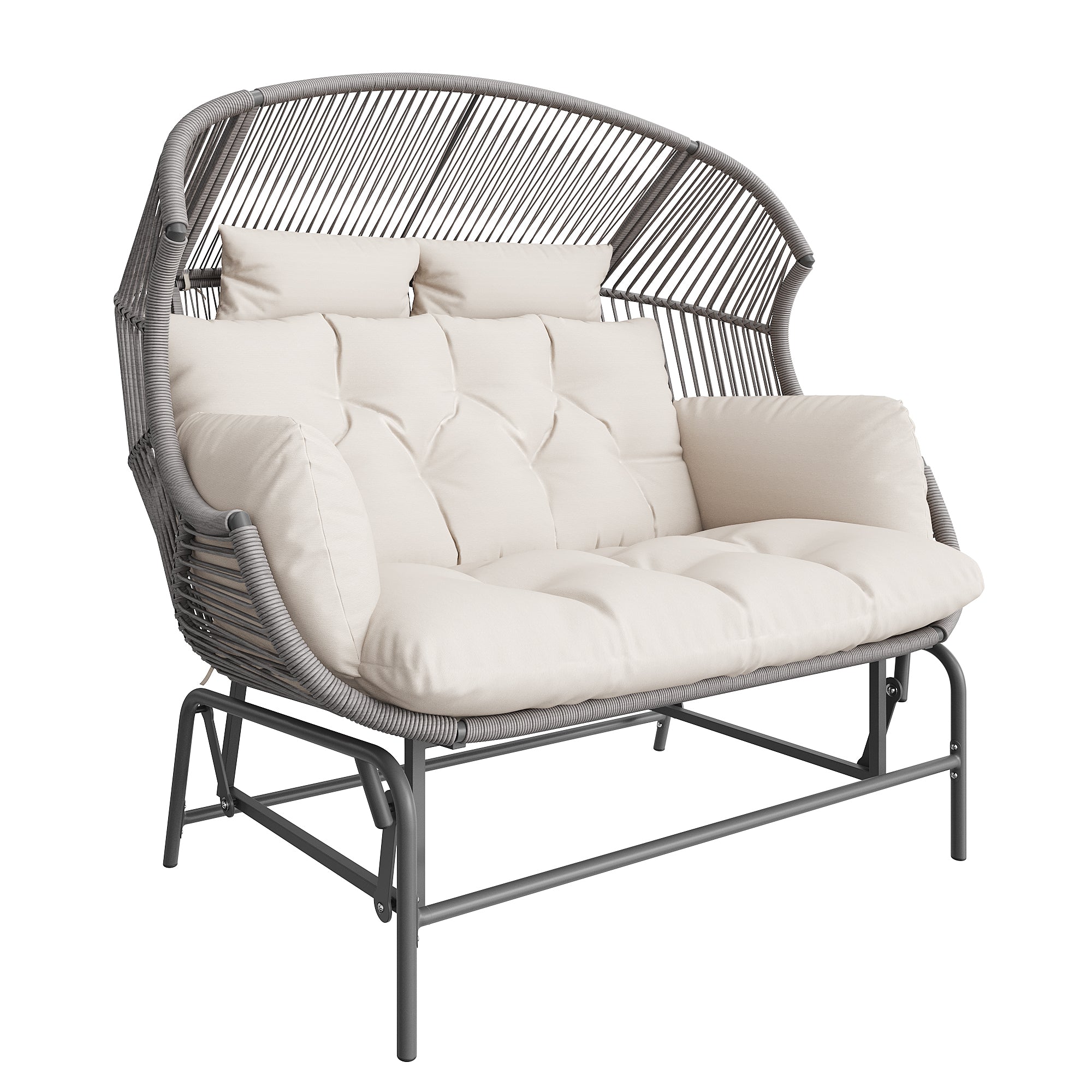 Garden Rocking Chair for Two, Patio Hanging Chair, Outdoor Swing Egg Chair, Rocking Chair, Garden Swing, Porch Swing for the Garden, Balcony, or Terrace, Gray