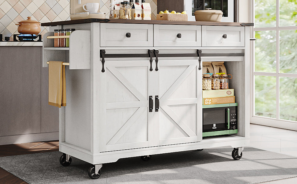 Kitchen island, serving cart with extendable worktop, kitchen cart on wheels, kitchen cabinet with 2 sliding doors and 3 drawers, dining cart with wood grain, kitchen cabinet