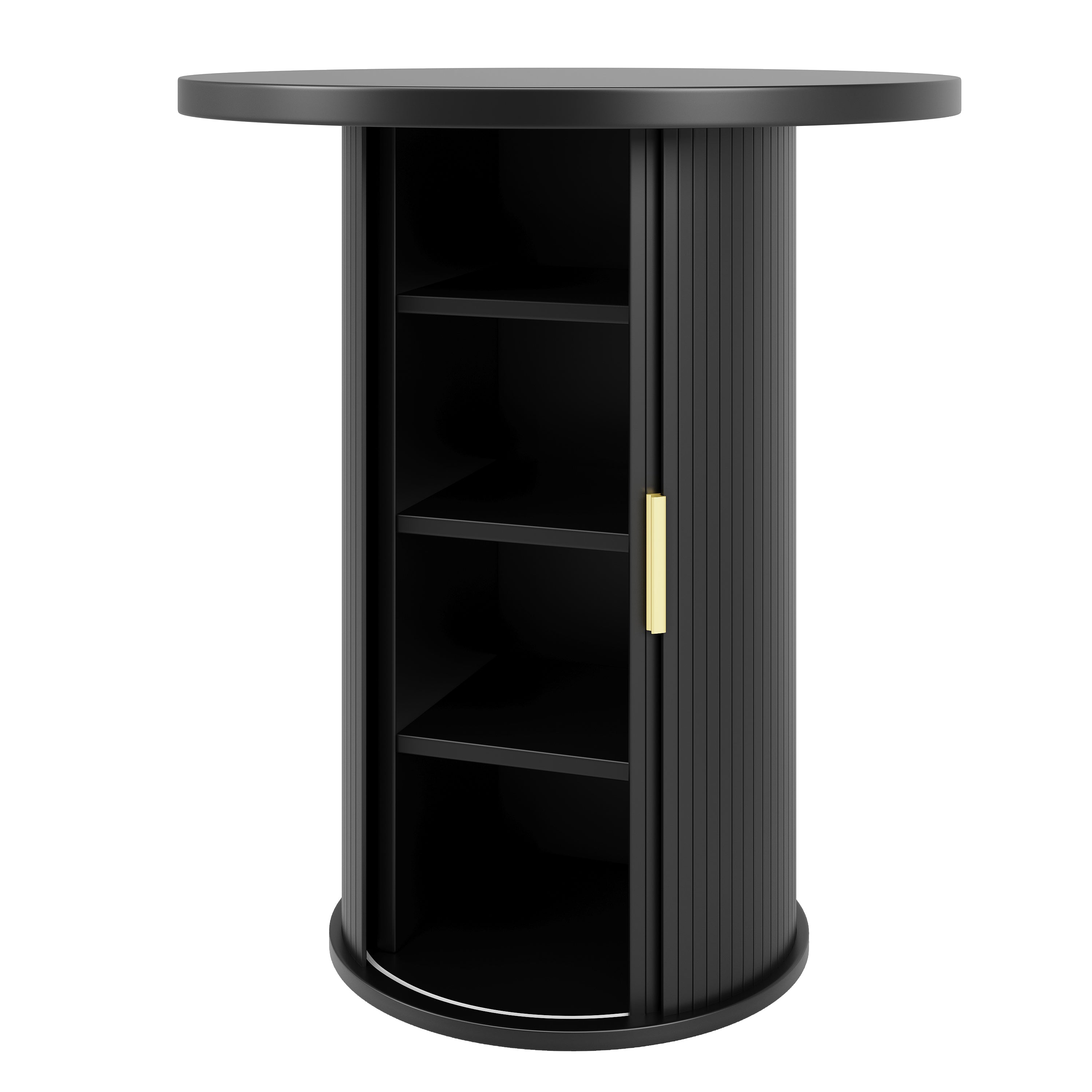 Round bar table with storage, 91.6cm high standing table with cabinet, MDF wood look, load capacity up to 75kg, for bar & living room