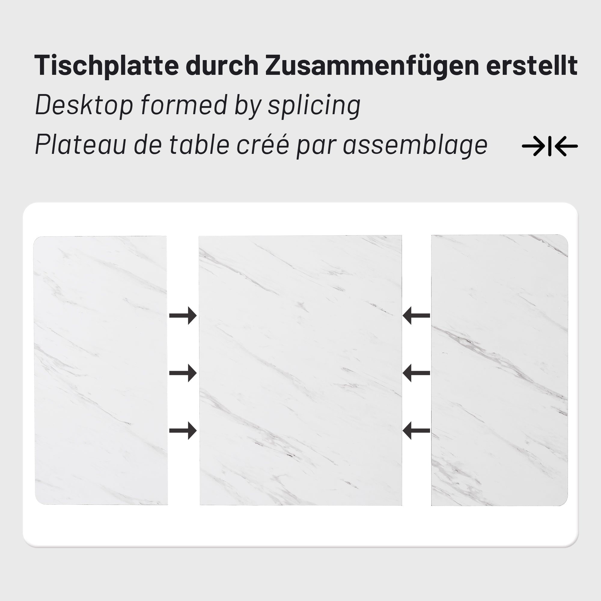140 x 80cm Dining Table,(1-pcs), Modern Kitchen Table, Metal Frame Rectangular Dining Table in Modern Marble Pattern Kitchen Table with Adjustable Feet for Dining Room Living Room, White/Black
