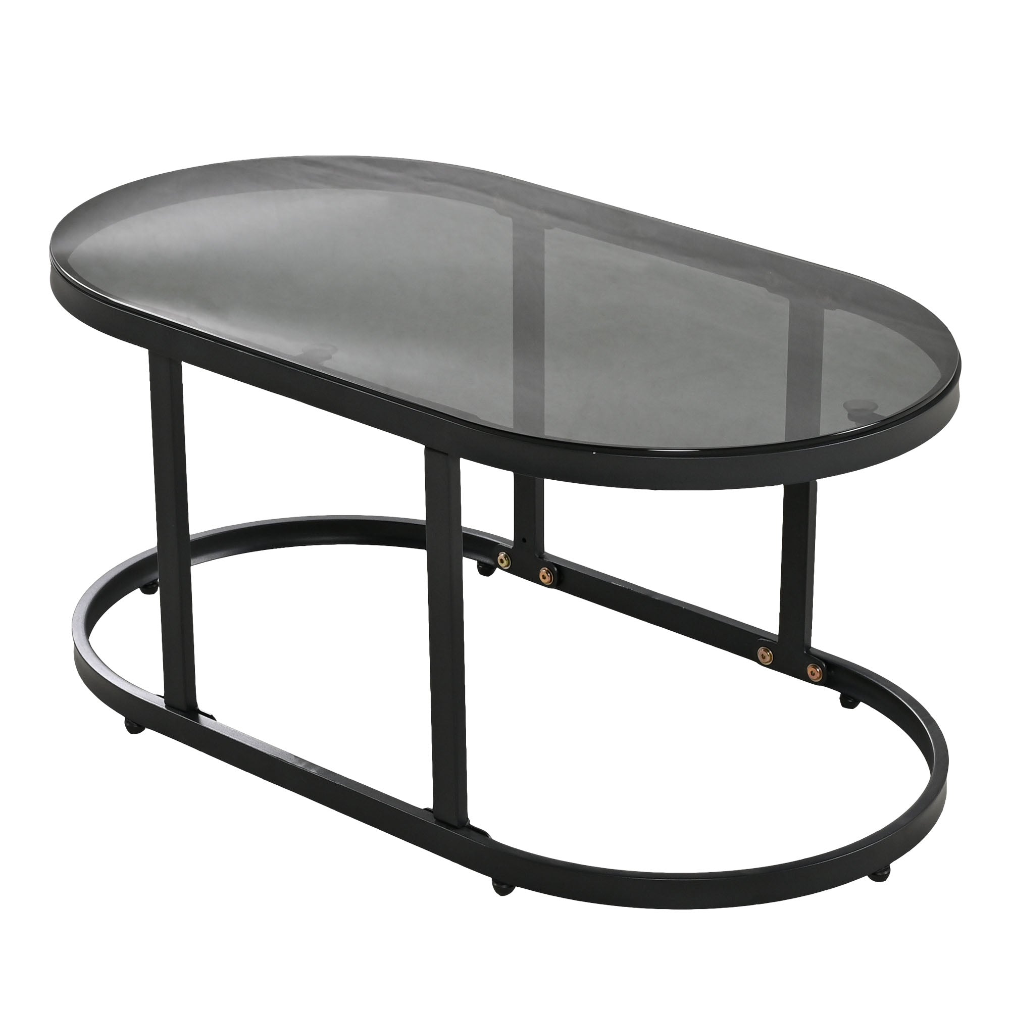 Outdoor Patio&Backyard Furniture Garden Lounge Set, Thick Quality Space Saving Sofas with Glass Coffee Table, Grey