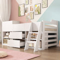 Cabin Bed Mid Sleeper Bed Frame Storage Kids Wooden bed with Drawers Shelf Storage Low Sleeper Bed  3ft Single Children's White Wooden Bed - 3ft Single (90 x 190 cm) Frame Only