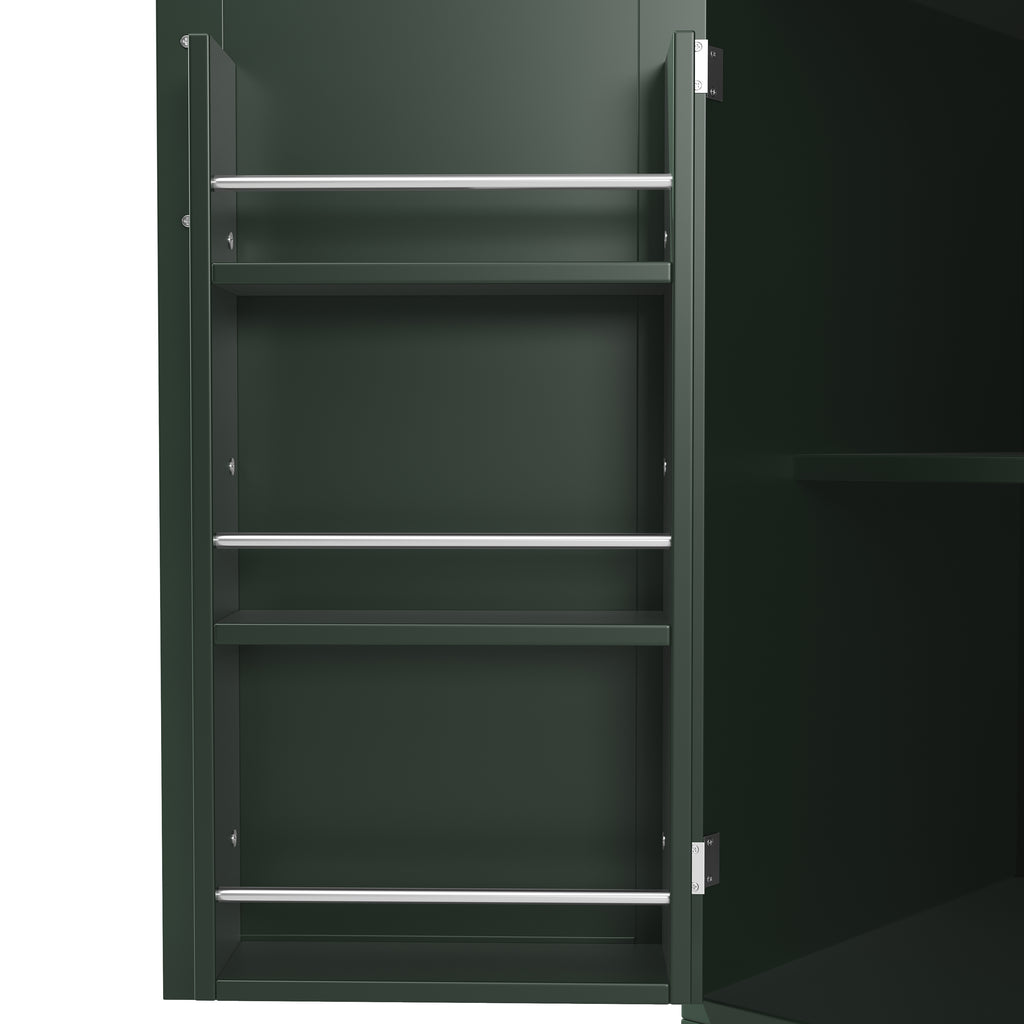 Sideboard / Storage Cabinet / Kitchen Cabinet / Buffet Cabinet, 120x40x188cm, with LED Lighting, Snack Rack & Drink Holders, 4 Doors & 2 Large Drawers, Green/White