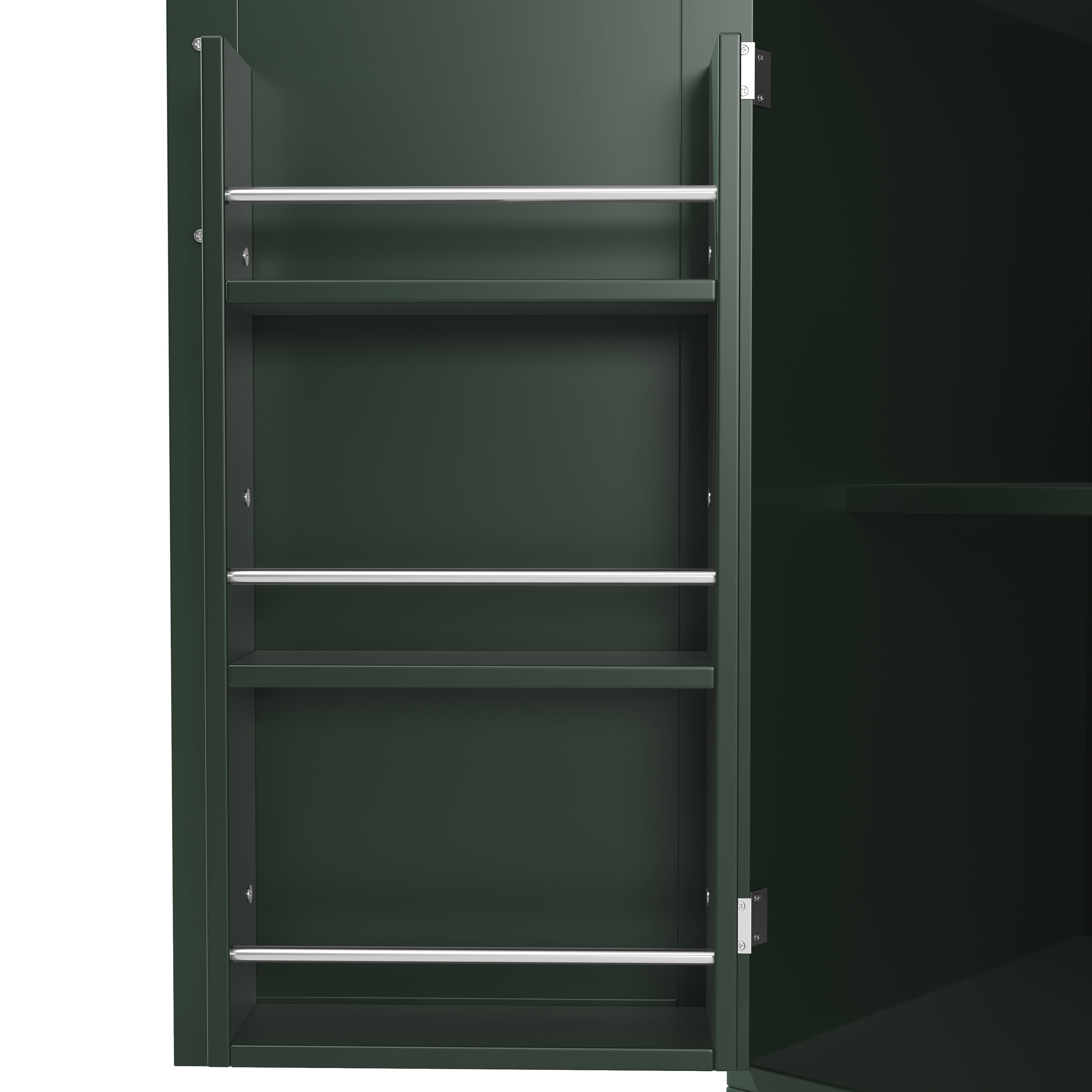 Sideboard / Storage Cabinet / Kitchen Cabinet / Buffet Cabinet, 120x40x188cm, with LED Lighting, Snack Rack & Drink Holders, 4 Doors & 2 Large Drawers, Green/White