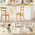 Extendable kitchen island dining table 120–194cm, 360° rotating tabletop, with glass doors, drawers & door snack shelves, white