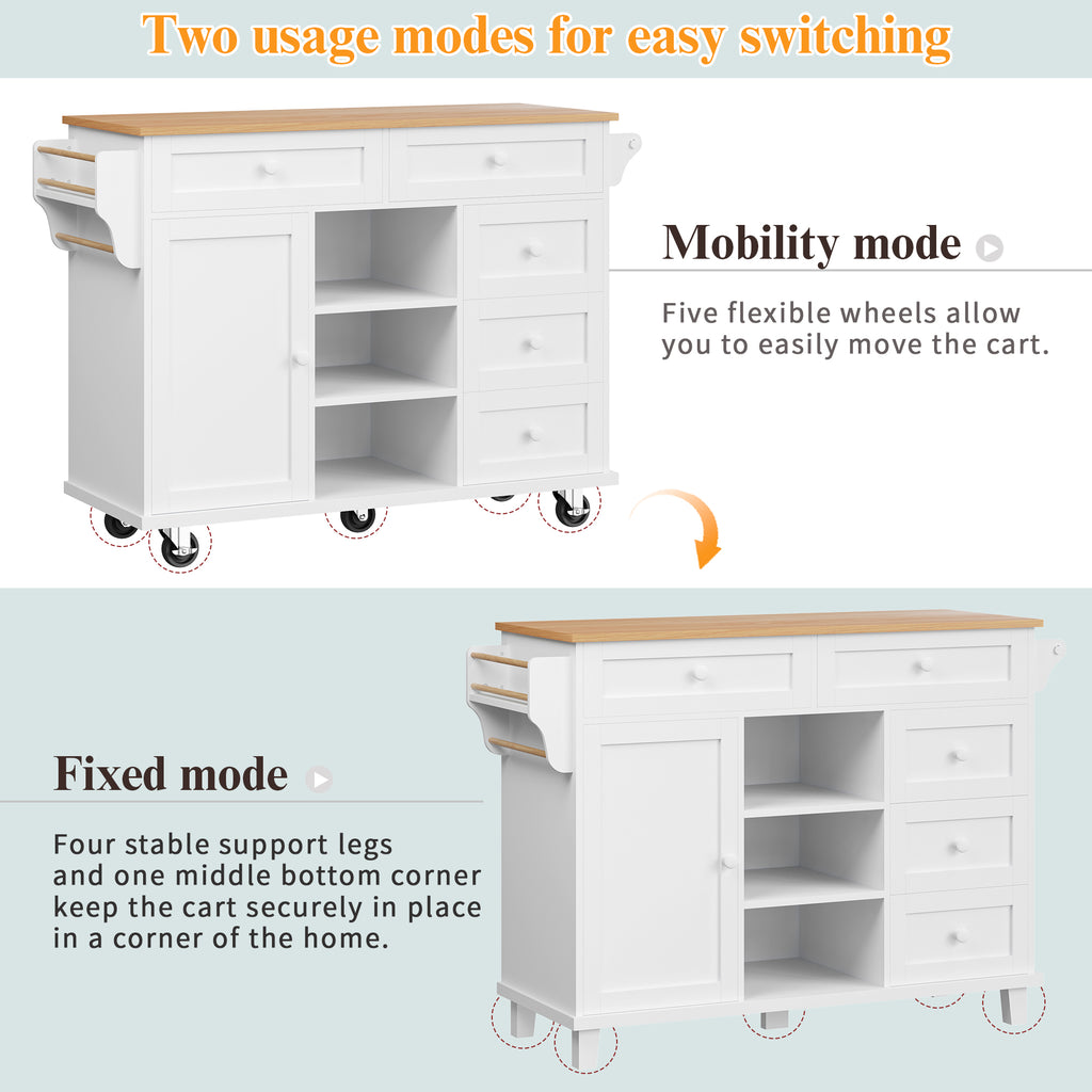 Dining trolley (134 x 46 x 92 cm), modern and simple white food trolley, combined drawer-storage cabinet design, mobile and fixed dual-use design, suitable for domestic and commercial kitchens, white