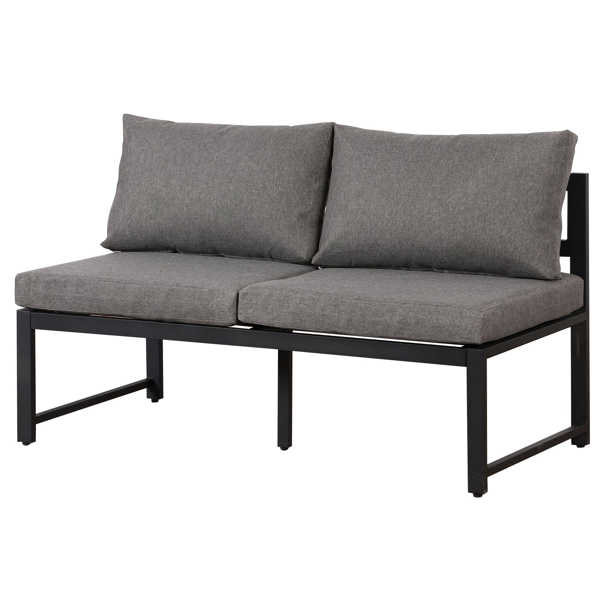 Outdoor Garden Lounge Sofa Seating Set, Garden Balcony Furniture with Reclining Function, Backrest Adjustable in Four Directions, Includes All Soft Seat Cushions and Backrest, Grey