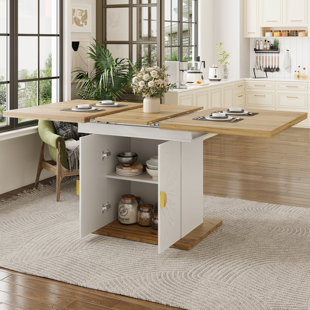 Dining Table, Table, Extension Table for Kitchen & Living Room, 110(140) x 70 x 76 cm, Wood Veneer with Sun-Relief, Generous Storage Space