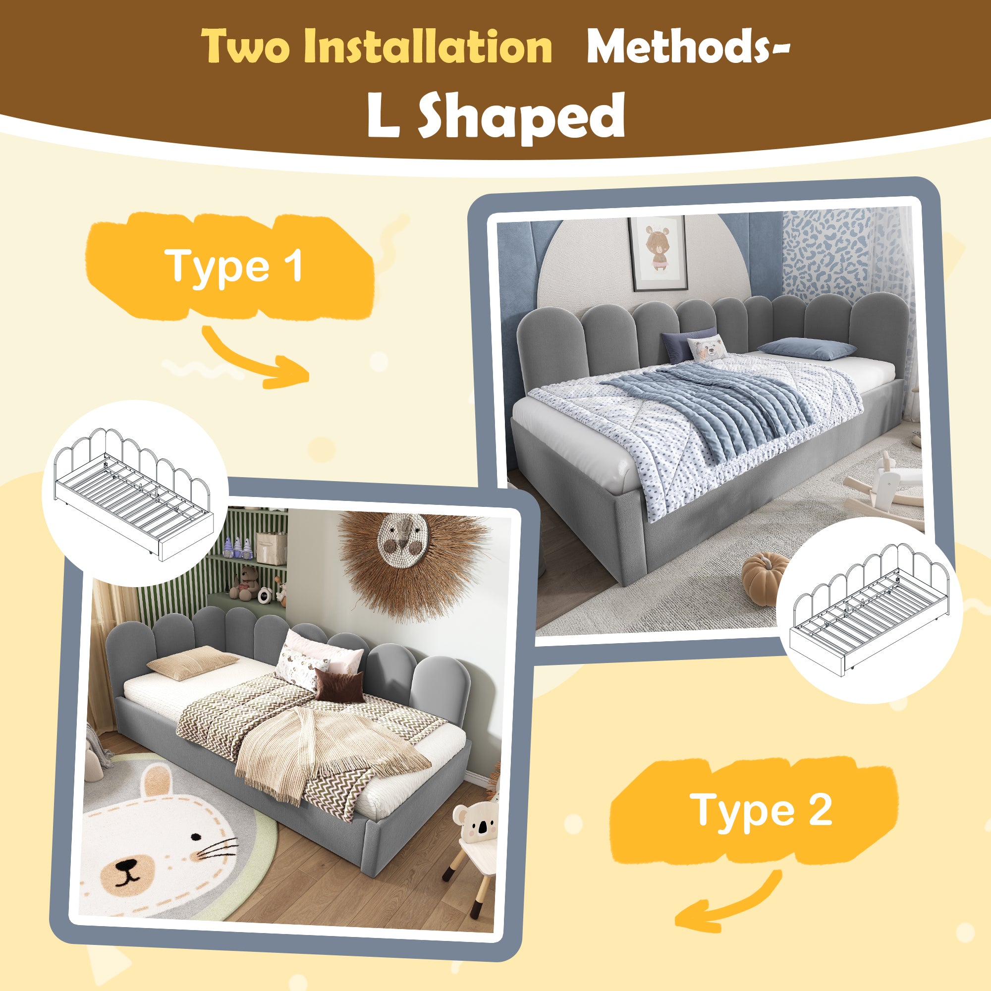 Upholstered Bed Daybed with Pull-Out Bed, 3FT Single Sofa Bed 90 x 190 cm, Guest Beds for Adults and Children, Bed with Slatted Frame, Velvet, Grey (No Mattress)