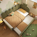Upholstered Daybed with Pull-Out Bed, Crown-shaped Trundle Bed, 3FT Single Sofa Bed 90 x 190 cm, Guest Beds for Adults & Children, Bed with Metal Slatted Frame, Velvet, Green (No Mattress)