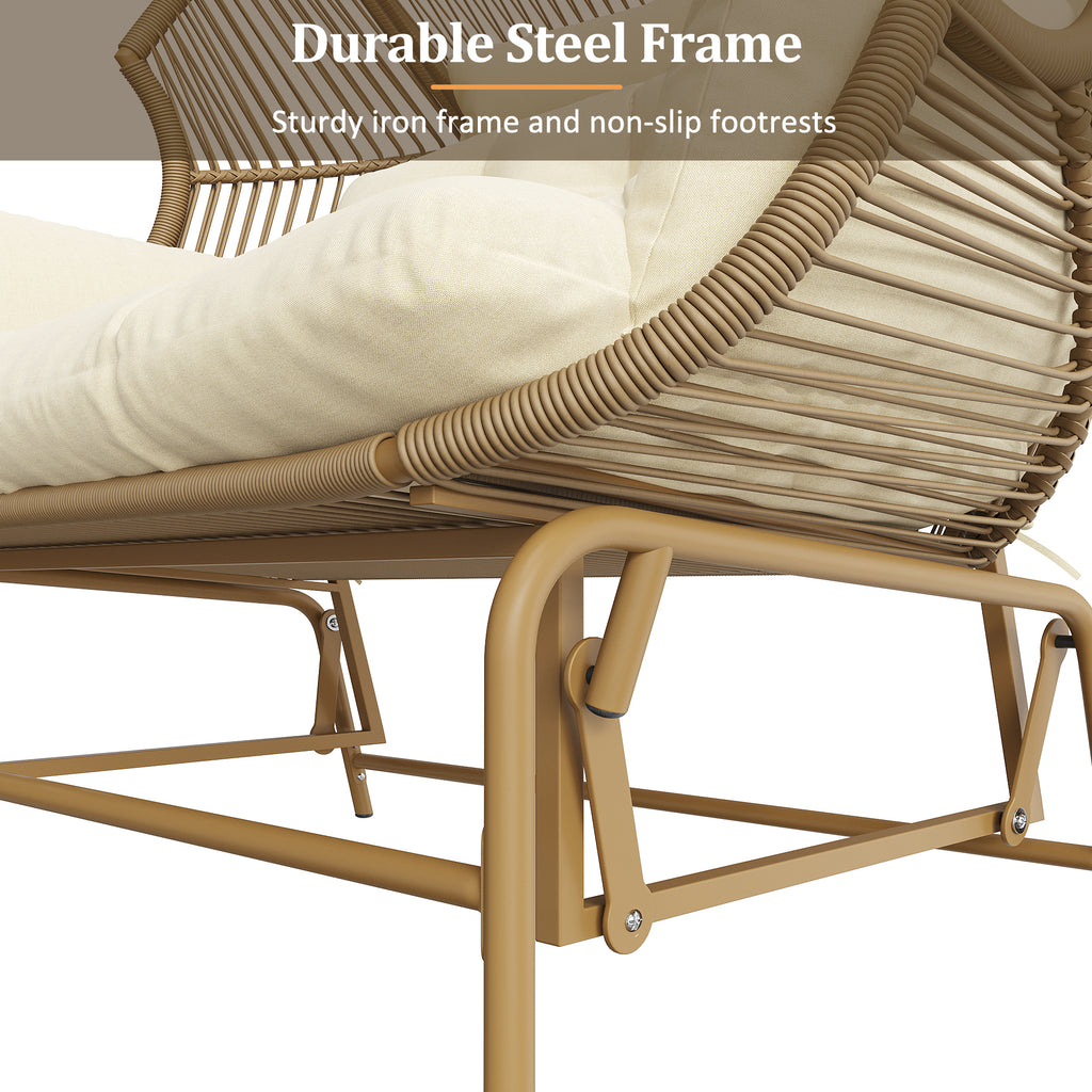 Garden Rocking Chair for Two, Patio Hanging Chair, Outdoor Swing Egg Chair, Rocking Chair, Garden Swing, Porch Swing for the Garden, Balcony, or Terrace, Beige