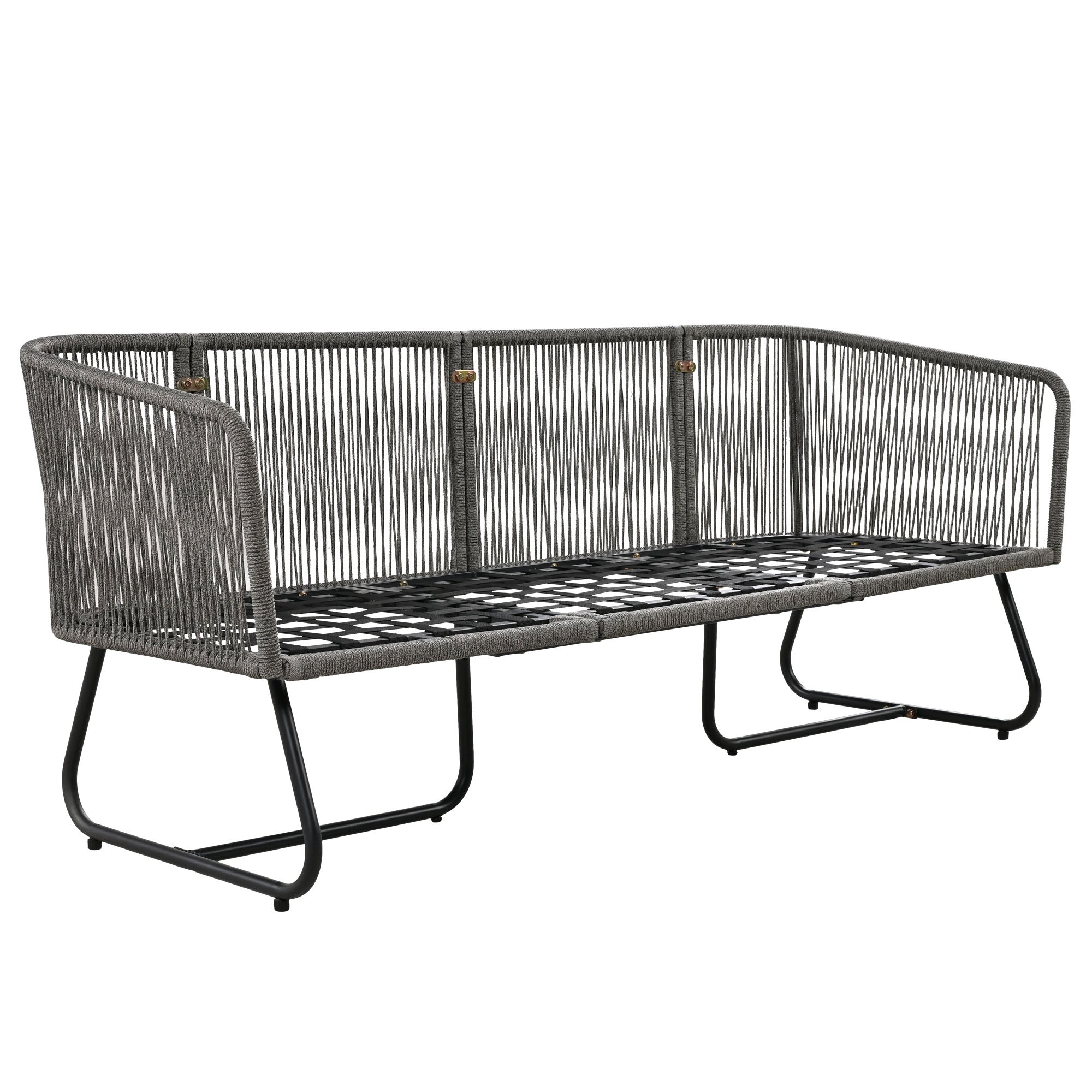 Outdoor Patio&Backyard Furniture Garden Lounge Set, Thick Quality Space Saving Sofas with Glass Coffee Table, Grey