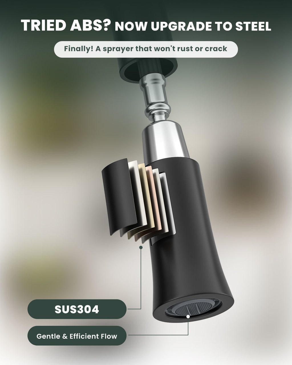 Matte Black Dual Lever Pull-Out Kitchen Mixer Tap