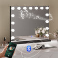 Industrial Hollywood Mirror – 58x48cm Black, Bluetooth & Speaker Phone, 15 LED