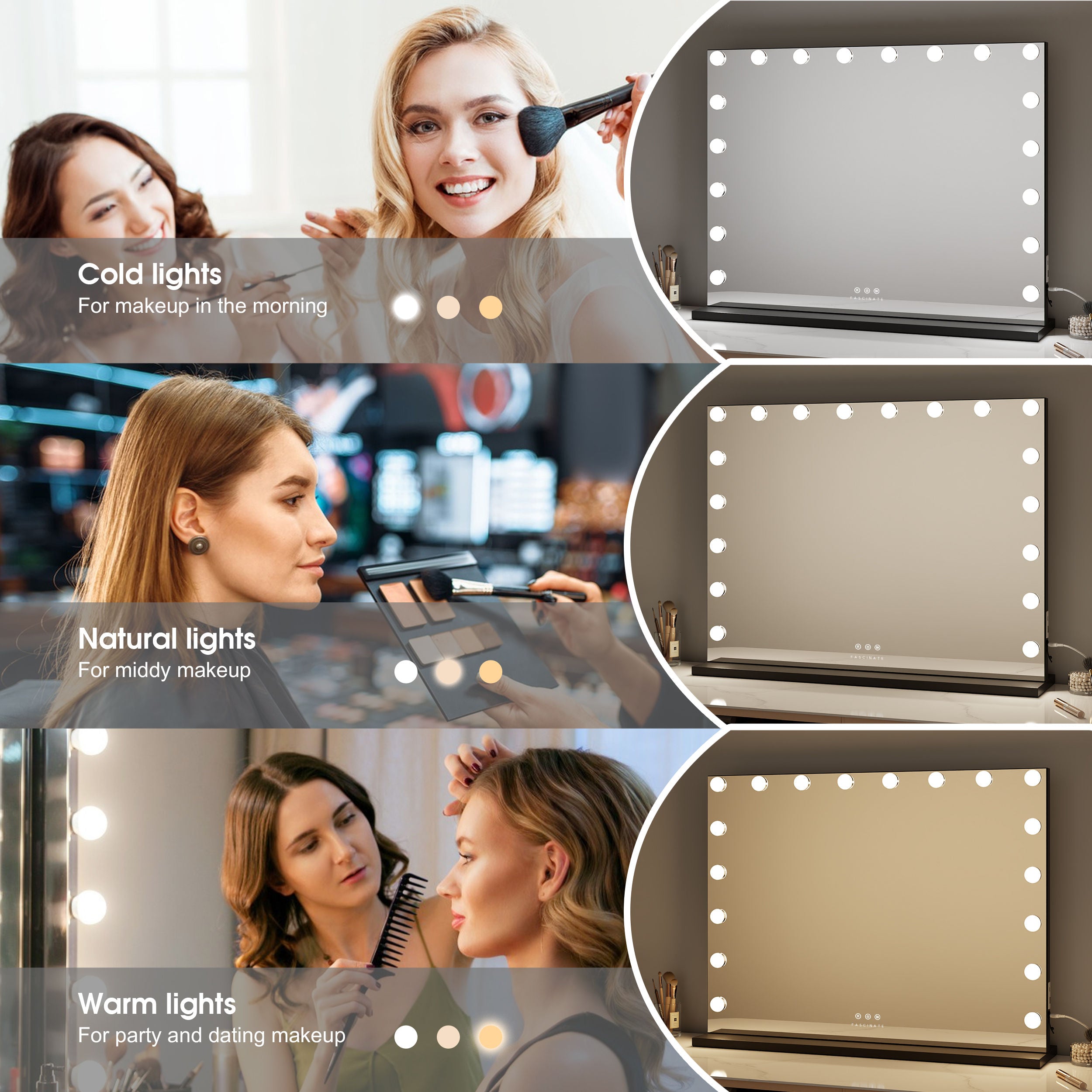 Hollywood Vanity Mirror 18 Dimmable LED XtraLarge 80x60cm
