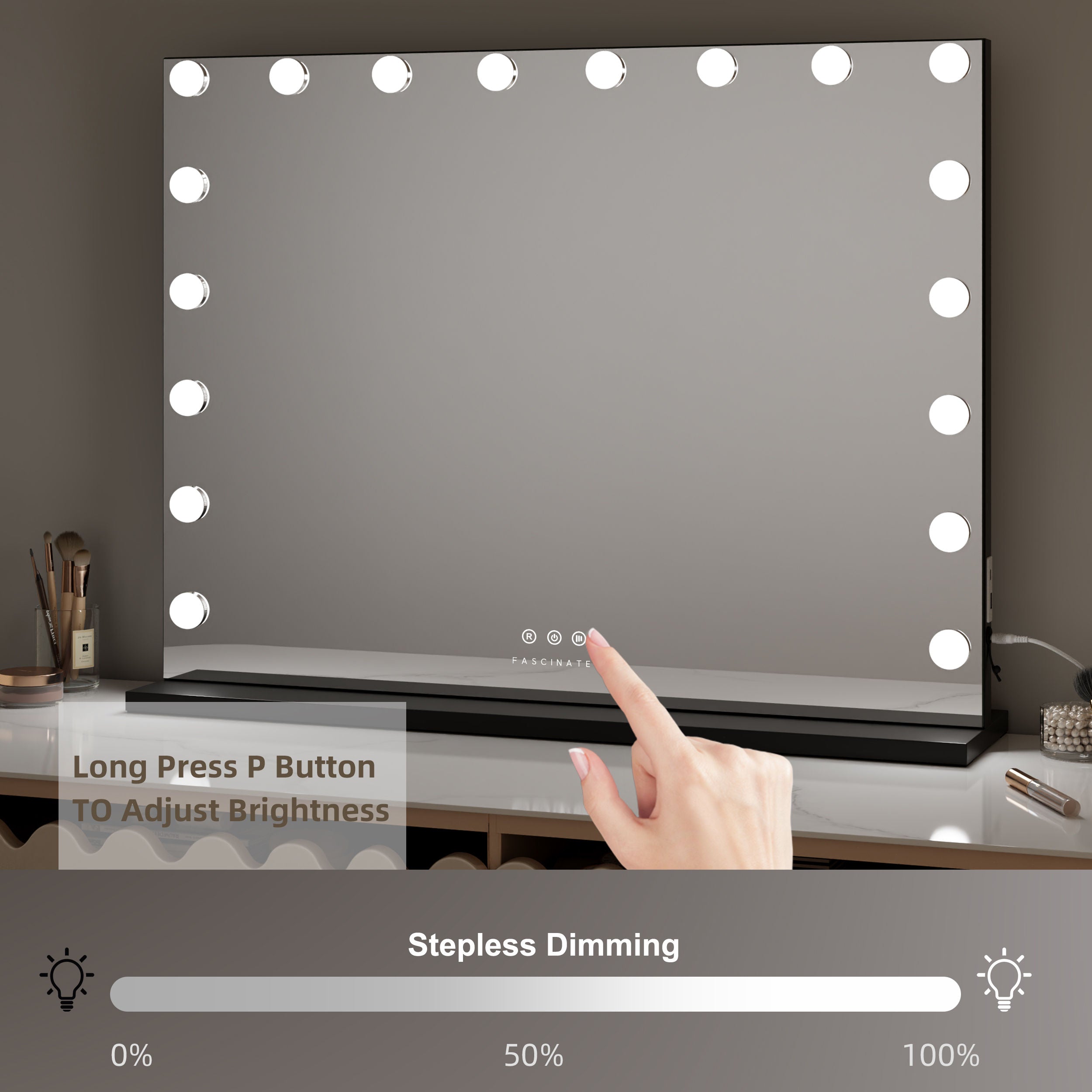 Hollywood Vanity Mirror 18 Dimmable LED XtraLarge 80x60cm