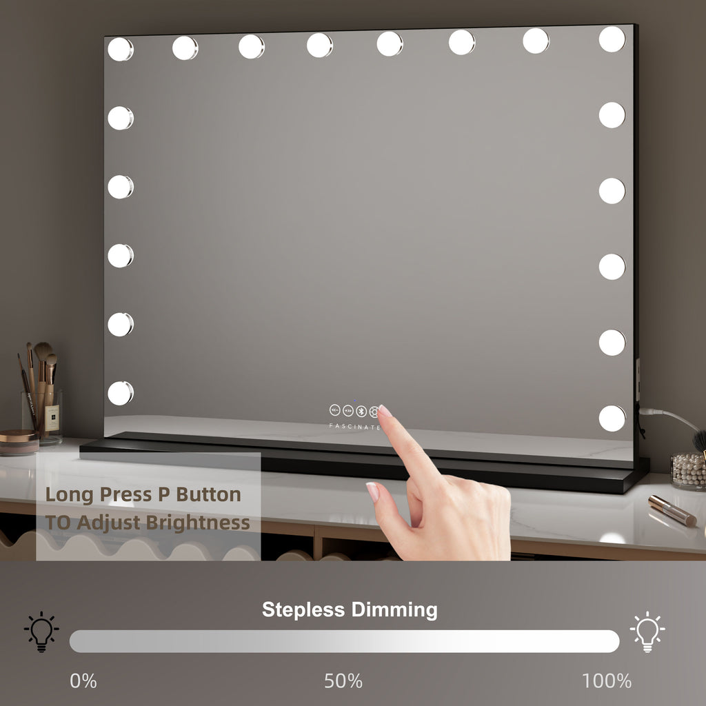 Hollywood Vanity Makeup Mirror Xtra Large 18 Dimmable LED Bluetooth 80x60 Gift