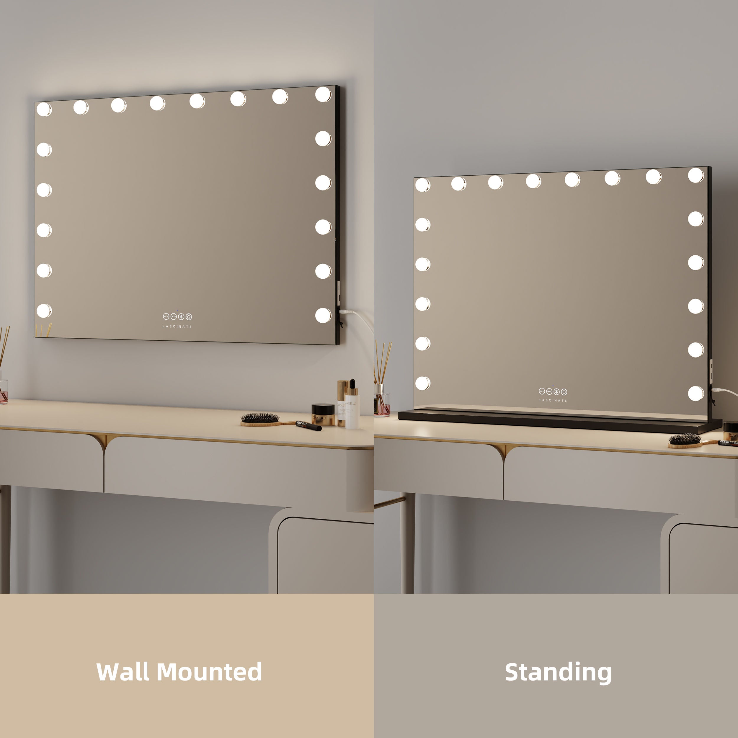Hollywood Vanity Makeup Mirror Xtra Large 18 Dimmable LED Bluetooth 80x60 Gift