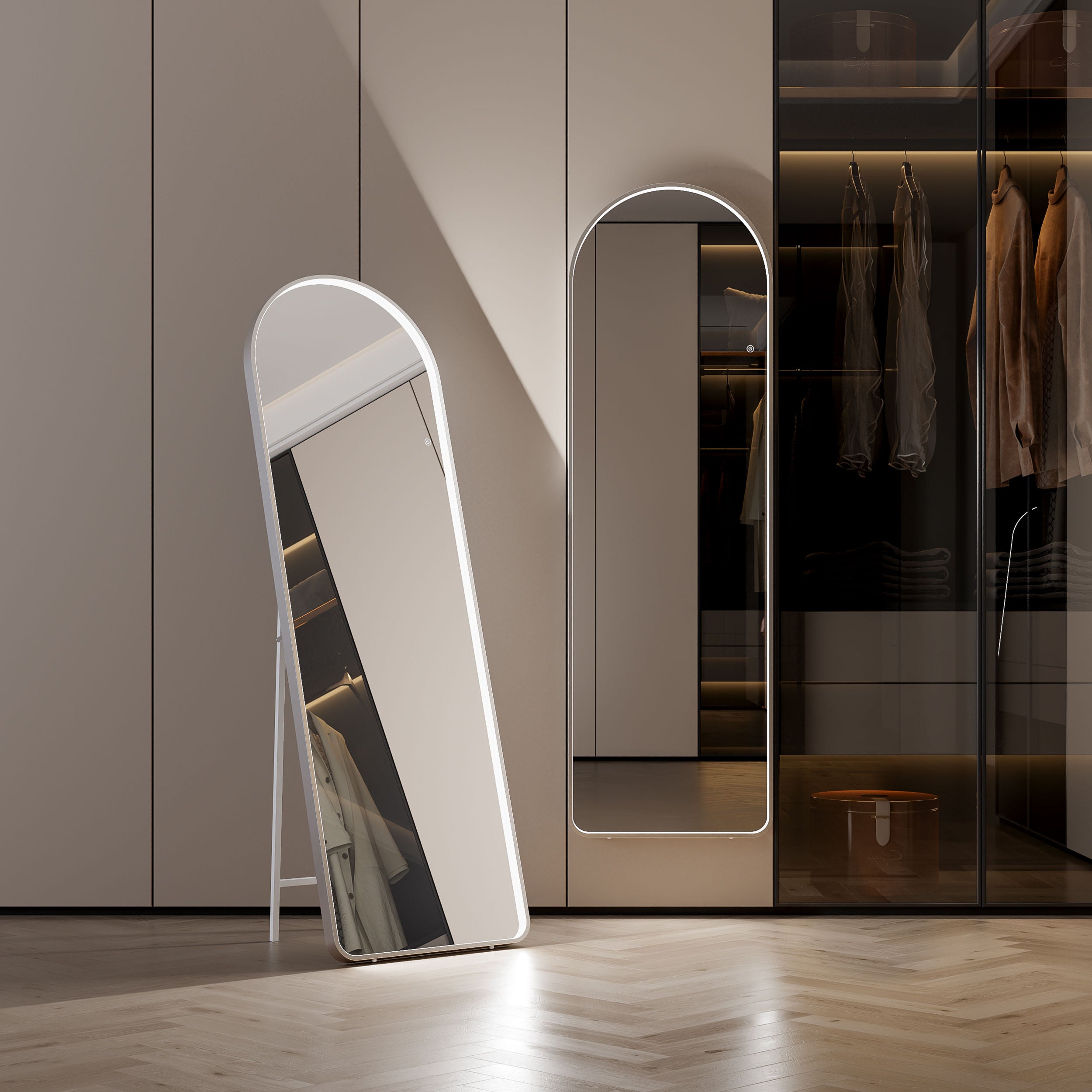 Arched Hollywood LED Mirror – 160x50cm, Boutique Inner Glow, Tempered Glass