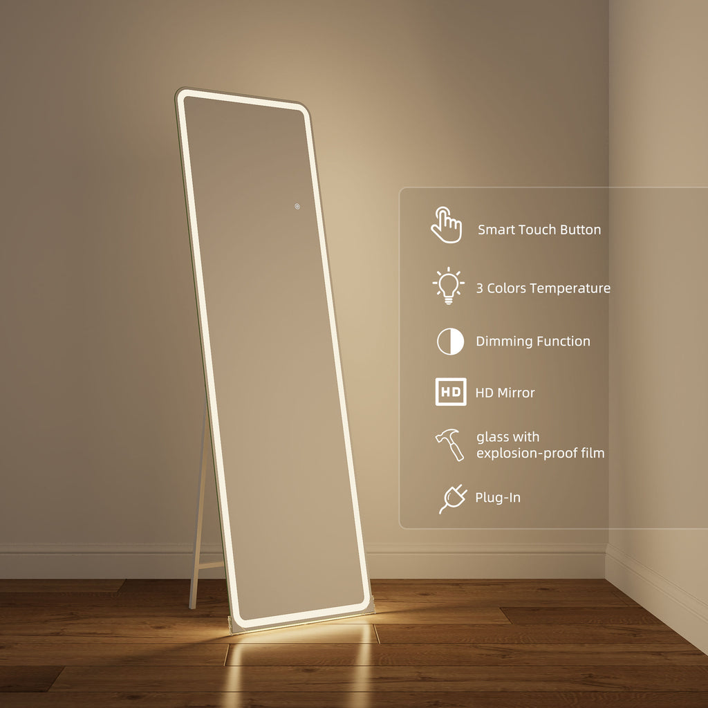 Oblong Hollywood LED Mirror – 160x50cm Full Length, Studio Lighting, HD Glass
