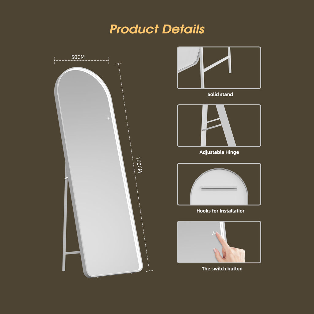 Arched Hollywood LED Mirror – 160x50cm, Boutique Inner Glow, Tempered Glass