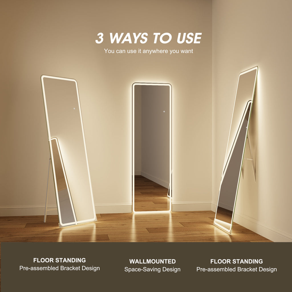 Oblong Hollywood LED Mirror – 160x50cm Full Length, Studio Lighting, HD Glass